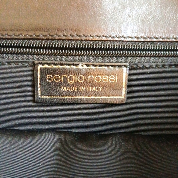 Sergio Rossi Luxe Leather Shoulder Bag Black Clutch - Picture 8 of 13